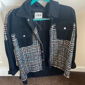 Black Denim & Plaid Zara Jacket